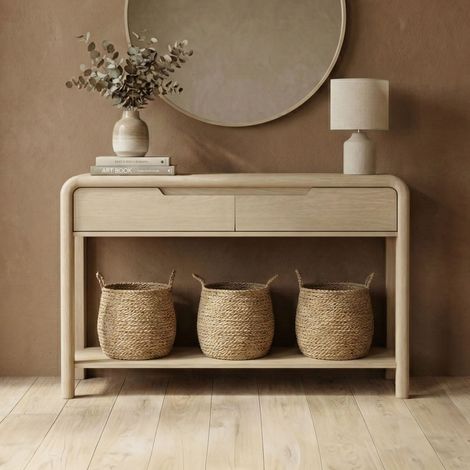 Console 2 tiroirs 110x30x75cm en bois de manguier naturel - BOHO