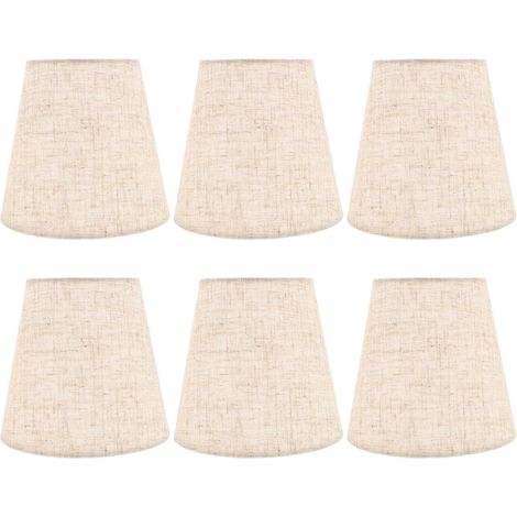Set da 6 pezzi di mini paralumi in lino naturale con clip per lampadari e lampade da parete, versatile ricambio per l'illuminazione interna