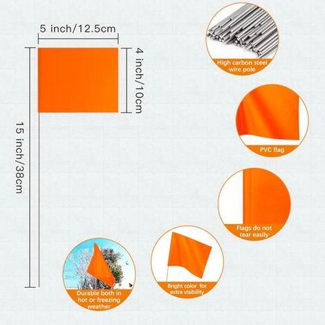 PVC-Signalfahne, orange Signalfahne, Messmarkierungsfahne, Bewässerungsmarkierungsfahne, kleine Abgrenzungsfahne (1/5)