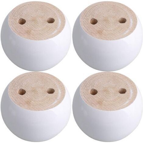 Jeu de 4 pieds de meuble ronds en eucalyptus blanc 8 x 8 x 5 cm Pouvant supporter un poids d'environ 100 kg (1/4)