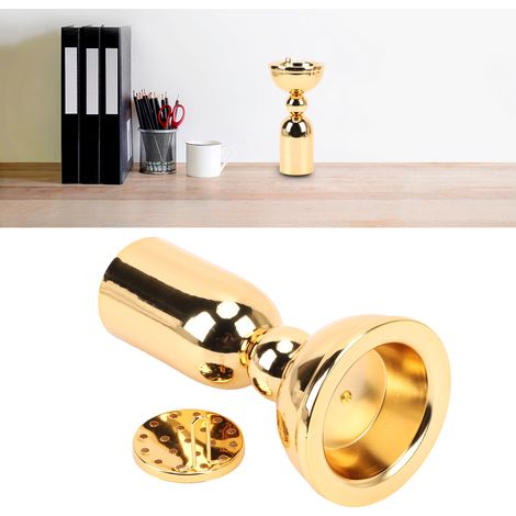 Porte-encens doré, brûleur d'encens conique de style moyen-oriental pour la décoration intérieure, le yoga et la méditation. (1/4)