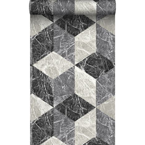 papier peint motif marbre 3D noir et gris - Origin Wallcoverings (1/5)