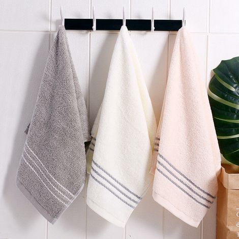 [JAMAIS UTILISÉ]Lot de 3 Serviettes en Coton Ensemble de Serviettes 34  74 cm Serviettes de Bain Serviettes à Main 100% Coton Draps de Bain Rose, Blanc, Gris Serviettes pour la Cuisine de la Salle de  (1/5)