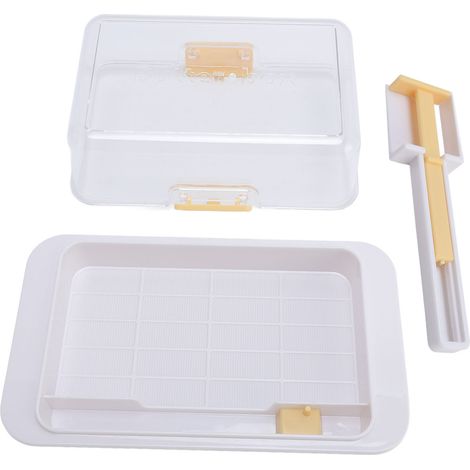 Beurrier hermétique réutilisable, compatible lave-vaisselle, avec outil de coupe pour 500 g de fromage. (1/5)