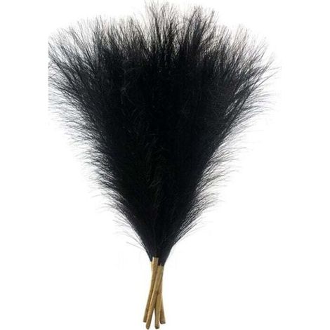 Herbe Artificielle de Pampa Noire 45 cm 18 Pouces Décoration Intérieure Plume Ornement-Crezuo (1/4)