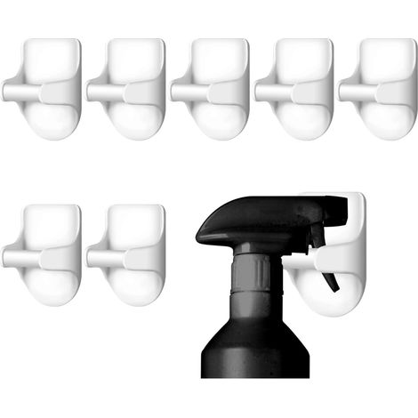 8pcs Support Flacon Pulvérisateur, Crochets Suspension pour Bouteille Pulvérisation Adhésive Support pour Bouteille Pulvérisation pour Armoire, Cuisine, Espace de Rangement Supplémentaire (1/5)