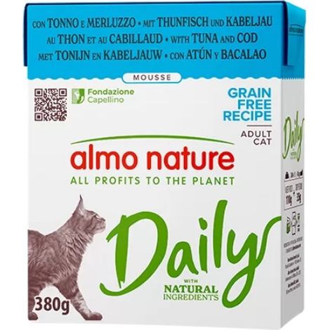 Gatto - Almo Nature Daily Mousse Tonno e Merluzzo 380 gr