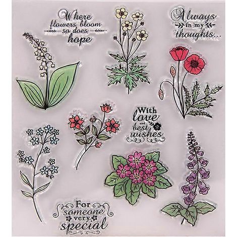 Transparenter Silikonstempel mit Blumen für Scrapbooking, DIY-Kartenbasteln