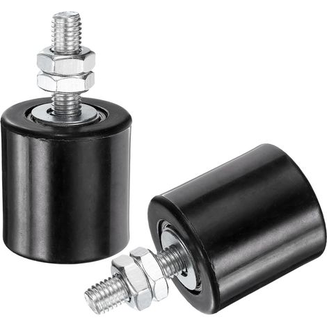 2pcs Galet Guide pour Portail Coulissant 42x44mm, M10 Roulette Nylon Guide au Sol pour Porte Grange Coulissante, Roue Universel avec Roulement à Billes Scellé pour Portail, Noir (1/5)