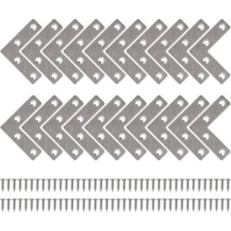Equerre de Fixation Plats Droits Support en forme de L Metalliques Equerres avec Vis pour Bois Meubles Placard Réparation Support 50 50mm 20 Pièces (1/4)