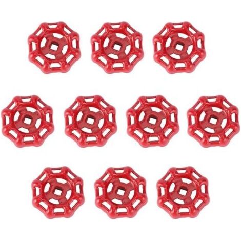Vanne Volant Fer Vanne à Bille Vanne D'arrêt Robinet Tuyau D'eau Partie Supérieure Poignée 6x6mm (Rouge)-10PCS GROOFOO (1/5)
