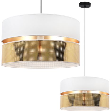 LÁMPARA COLGANTE ASTI DUO NEGRA 1 PANTALLA PLANA BLANCA ORO TS 40CM (1/5)