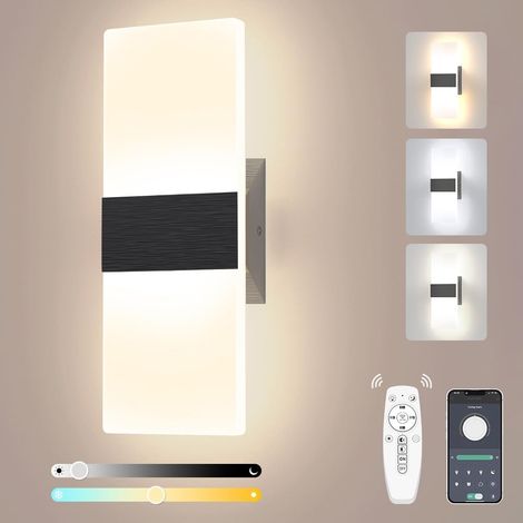 1 Applique Murale, Dimmable CCT Modifiable, Aluminium Acrylique, Télécommande APP, Salon Chambre Couloir (1/5)