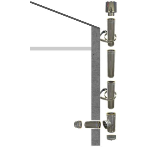 Sivac – Kit complet de fumisterie conduit isolé double paroi inox Ø80mm – Longueur 3m – Pour évacuation fumées extérieur