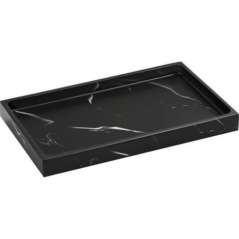 1 Plateau Résine Noir Mat, Organisateur Salle De Bain, Accessoire Cuisine, Pour Savon Parfum Bijoux (1/5)