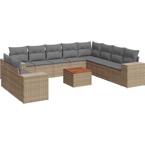 Maison Exclusive - Set de sofás de jardín 11pzas con cojines ratá (1/5)