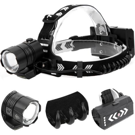 XHP90 High Brightness Headlamp, Waterproof Headlamp with USB Charging for Camping and Fishing