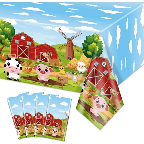 4er Set Bauernhof Tischdecken 130x220 cm für Kindergeburtstage
