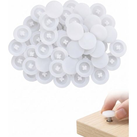 200 Pièces Caches Vis Décoratifs, Capuchons de Vis Cruciformes, Cache-Têtes pour Vis Cruciformes (12mm de Diamètre) (Blanc) (1/5)