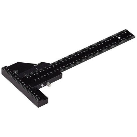 Règle de Traçage Multifonctionnelle pour le Travail du Bois, Règle en forme de T en aluminium, Outil de mesure de 0-280mm (1/4)