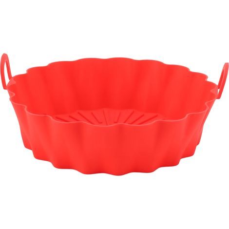 Plateau rond en silicone pour friteuse à air – 7,5 pouces – Résistant à la chaleur – Rouge (1/5)