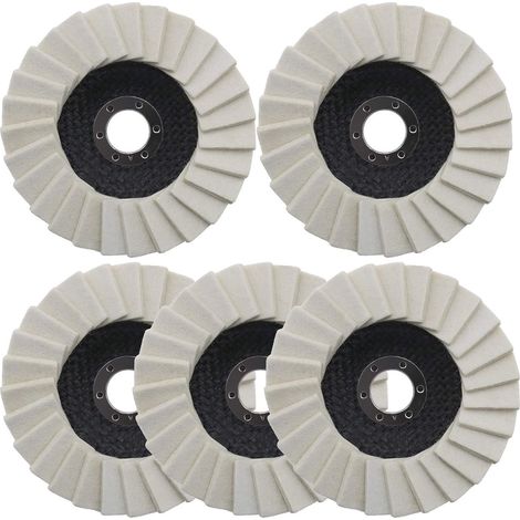 Disque De Polissage - Feutre De Laine - 125 mm - Trou 22 2 mm - Pour Meuleuse D Angle - Lot De 5 (1/5)