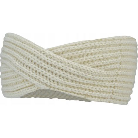 Diadema con orejas, ancha, gruesa, cálida, de invierno, tipo turbante, beige 54/58 V021B (1/2)
