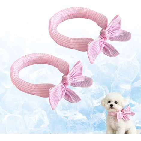 Collier Rafraîchissant pour Chiens, Lot de 2 Foulard Glacé pour Animaux Ajustable Longueur, Bandana Refroidissement Réutilisable Lavable, pour Chien Chat Été Canicule (1/5)
