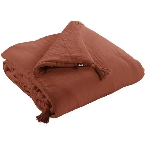 Actome GAIA edredón de gasa de algodón terracota 150x150 cm