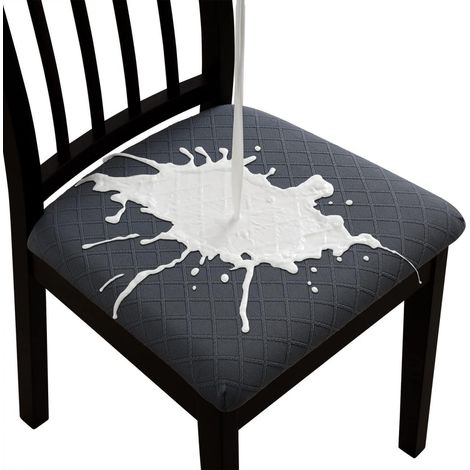 Housses de chaise extensibles à motif losange imperméables pour chaises de salle à manger, housses de chaise de cuisine avec boucle (Gris, 2) (1/5)