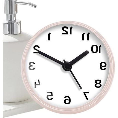Horloge de salle de bain étanche - Support pour horloge de douche - Permet de suivre le temps - Résistante à l'humidité - Diamètre 7 cm - Blanche (1/4)