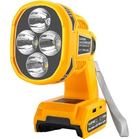 Cordless LED Work Light for Dewalt 18V 20V Max Battery 1120LM LED Outdoor Spotlight Flashlight with Red&White 4 Modes, Pivoting Head for Jobsite, Handheld Spot Light for Outdoor(No Battery) (1/5)