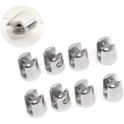 QORVA-8 PCS Pince à Verre, Support étagère Pince réglable Pince pour verre, Pince Support en Alliage de Zinc Fixations Réglable Support, pour Fenêtre Balustrade Escalier Salle de Bains, 10-12mm (1/5)