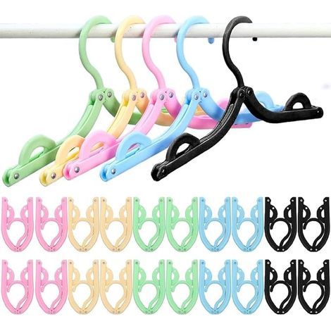 Portable Folding Clothes Hangers Plastic Hangers for Home Hotel Travel Camping Blue Pink Green (1/5)