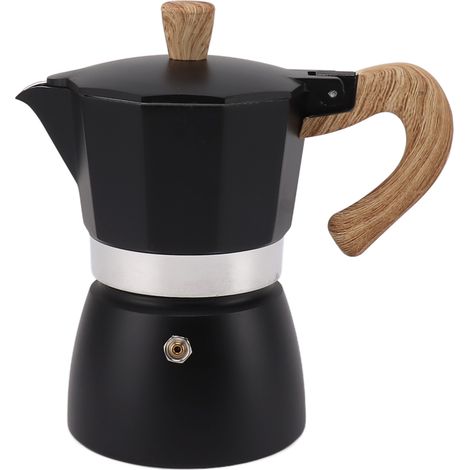 Tragbare achteckige Mokkakanne aus Aluminium, 3 Tassen, Schwarz – für Filterkaffee zu Hause und beim Camping (1/5)