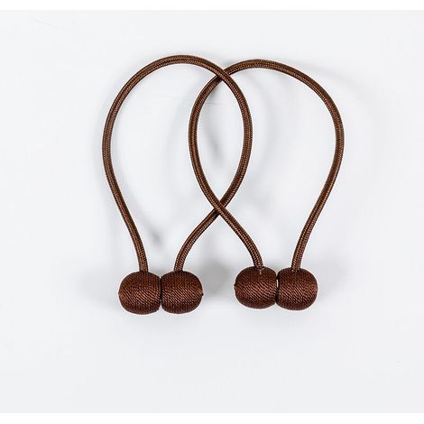 Magnetische Vorhang-Raffhalter, 2er-Pack – tiefes, kaffeebraunes Vorhangseil, geflochten mit starkem Magnet für Schlafzimmer, Wohnzimmer, Büro FLITI (1/4)