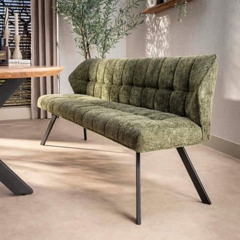 Banc de table vert chenille pieds anthracite 180 cm MELBOURNE (1/5)