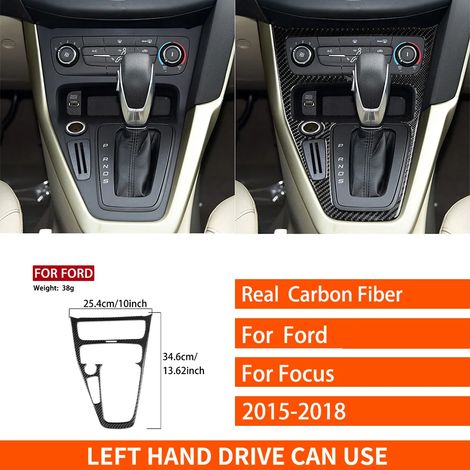 (9 LHD) Convient pour Ford Focus SE RS ST Ecoboost 2015-2018. Autocollants décoratifs en fibre de carbone véritable pour autoradio central, climatiseur et lecteur CD, panneaux de porte. (1/4)