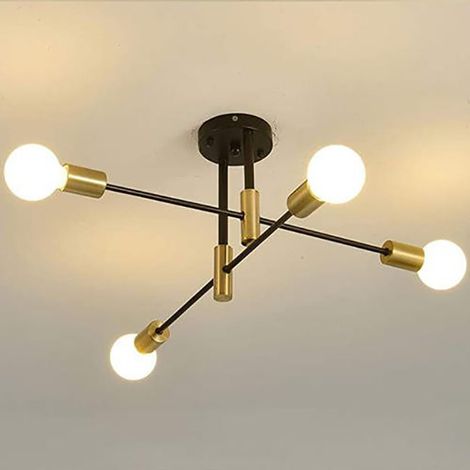 Lustre Spoutnik, éclairage suspendu nordique moderne du milieu du siècle, luminaire de plafond à 4 lumières, lumière blanche chaude (ampoule incluse) (1/5)