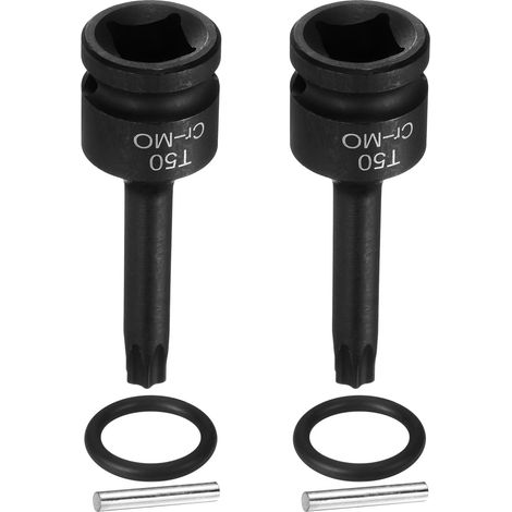 2 Pièces Douille Hexagonale À Choc, Douille Torx T50 À Embout 6 Pointes 1/2" Drive Pour Chocs Acier CR-MO Avec Goupille Joint Torique Pour Perceuses Atelier Garage Adaptateur (1/5)