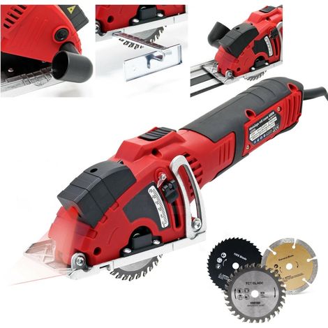 Mini scie circulaire 600w avec laser de coupe + 3 disques (1/2)