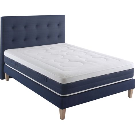 Ensemble matelas ressorts et mémoire de forme, sommier, pieds et tête de lit Rêve 600 - SOMEO 140x190 (1/5)