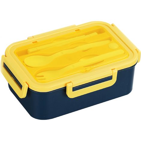 Große Bento-Lunchbox (1400 ml) aus lebensmittelechtem PP – Gitterdesign, tragbar für Büro, Schule oder Zuhause, klassisches Blau (1/5)