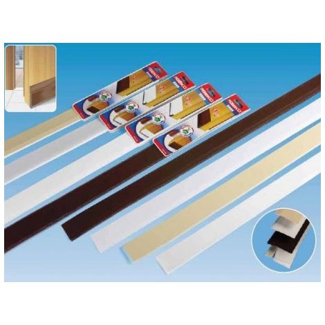 BAS DE PORTE PVC SOUPLE AVEC FEUTRE 100CM BLANC SUR CAVALIER (1/3)