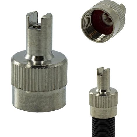 Mutter und Schraubenschlüssel für AV-/Auto-/Schrader-Ventile 2 in 1 (1/5)