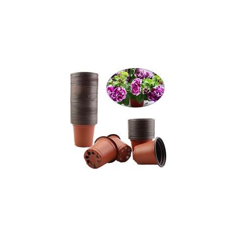 Lot de 100 pots de fleurs en plastique réutilisables pour pépinière, plantes grasses, pots de semis pour plantes d'intérieur ou d'extérieur (9 cm) H225