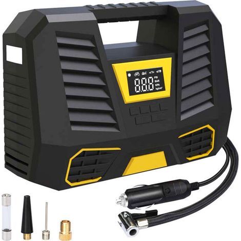 Compresseur à Air Portatif,150 PSI Gonfleur Pneus Voiture,3x2000mAh Mini Compresseur Pneu 12V,Pompe Pneus avec écran LCD Numérique Lampe LED,Compresseur Electrique pour Voiture Velo Moto- (1/5)