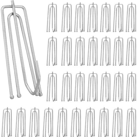 Paquete de 32 ganchos para cortinas, de acero inoxidable, para pliegues, de metal de 4 puntas, gruesos para puertas. (1/5)