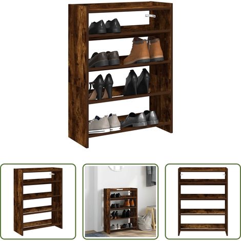 vidaXL Bois d'ingénierie - Étagère à chaussures chêne fumé 60x25x81 cm bois d'ingénierie (1/5)