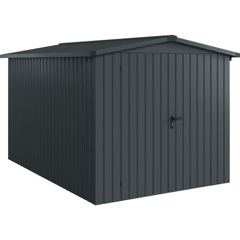 Hörmann Ecostar Metall-Gerätehaus "Euroline Trend" mit Satteldach ESD 7, anthrazitgrau, 214 x 310 cm, 2-flüglige Tür